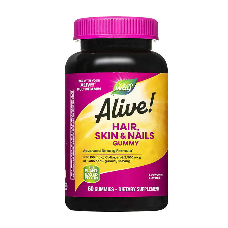 Алайв Коса Кожа и Нокти Гъми 390 mg x 60 желирани таблетки Nature's Way