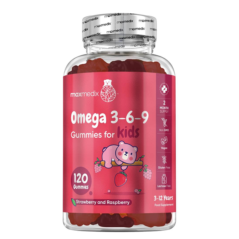 Омега 3-6-9 за деца Гъми x 120 желирани таблетки, с вкус на ягода и малина WeightWorld
