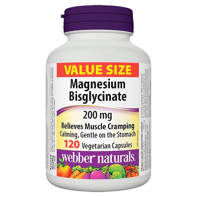 Магнезий (бисглицинат) 200 mg х 120 V капсули Webber Naturals 
