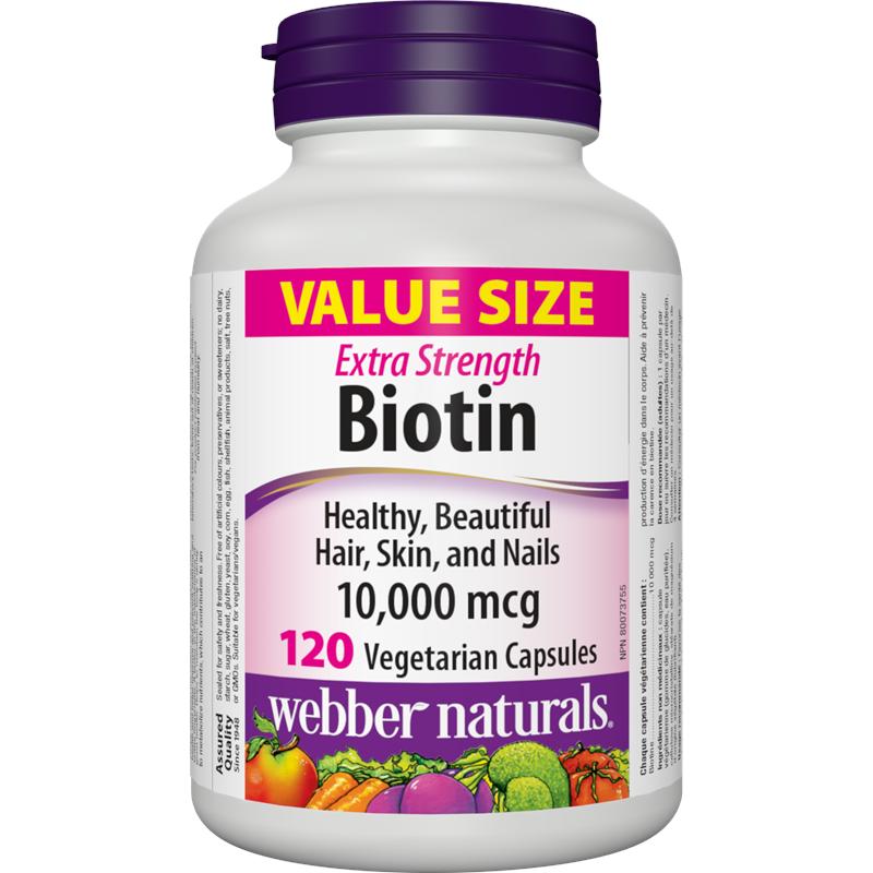 Биотин Extra Strength 10000 µg x 120 V капсули Webber Naturals