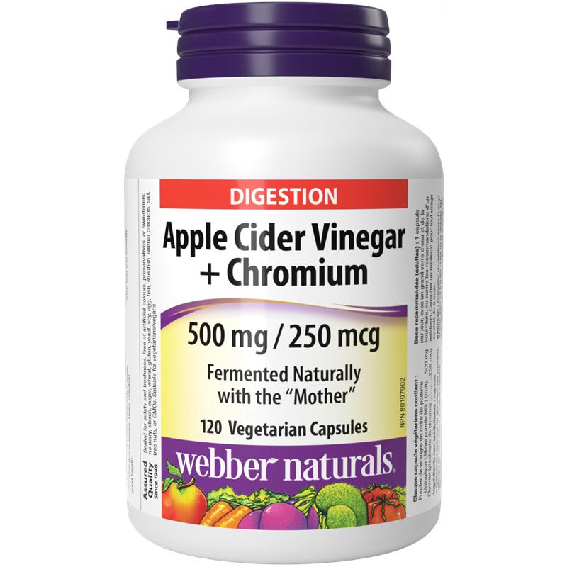 Ябълков оцет 500 mg + Хром 250 µg x 120 капсули Webber Naturals