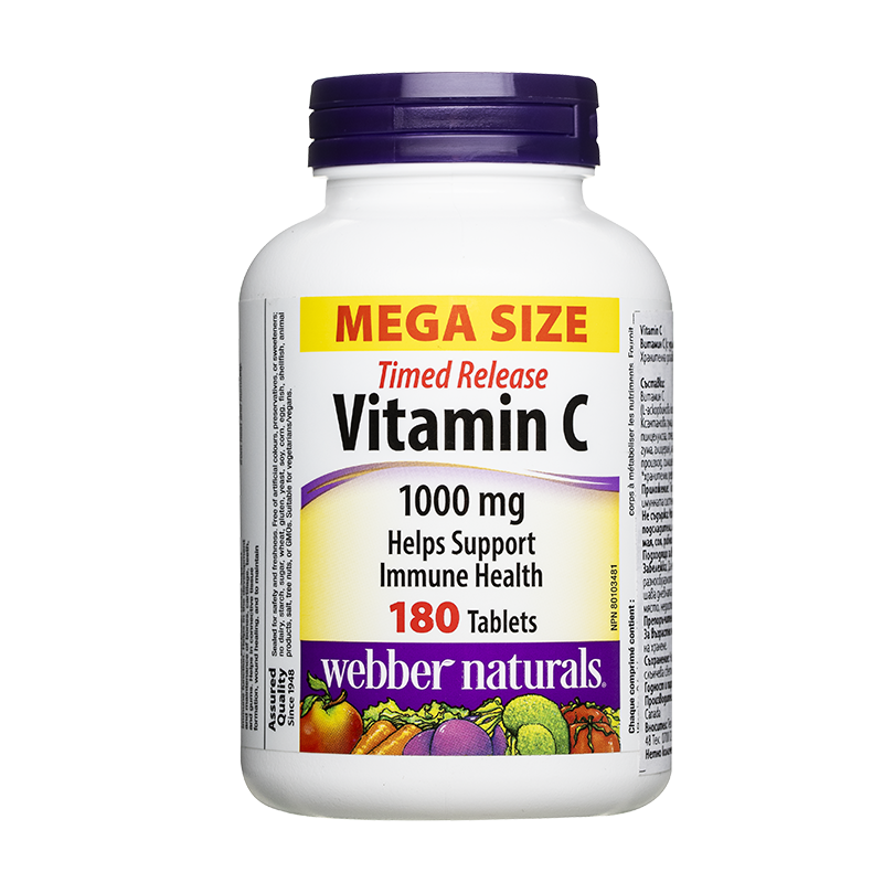 Витамин С (с удължено освобождаване) 1000 mg x 180 таблетки Webber Naturals