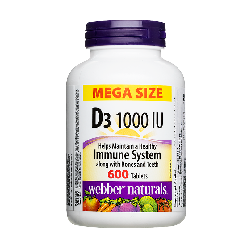 Витамин D3 1000 IU/ 25 µg x 600 таблетки Webber Naturals