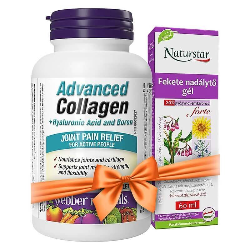 ПРОМО ПАКЕТ 19 Advanced Collagen + Hyaluronic Acid and Boron х 40 мини каплети+ Подарък Гел с черен оман и арника x 60 ml Webber Naturals