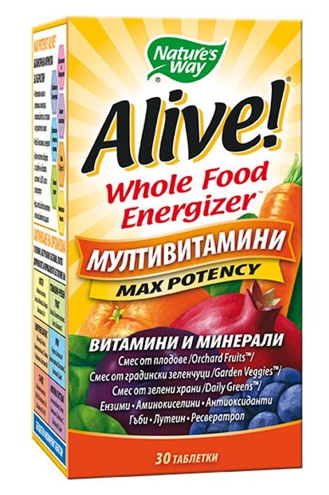 Nature's Way Alive Max Potency Алайв мултивитамини максимален ефект х30 таблетки