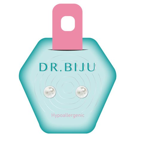 Dr.Biju Хипоалергенни обеци Pearl White 6.0 мм,