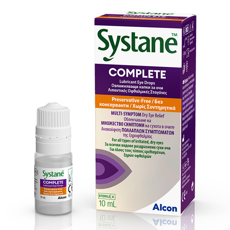 Alcon Systane Complete Овлажняващи капки за очи без консерванти 10 мл Систейн