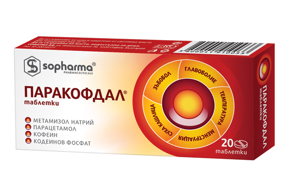 Паракофдал за болка и главоболие 20 таблетки Paracofdal Sopharma