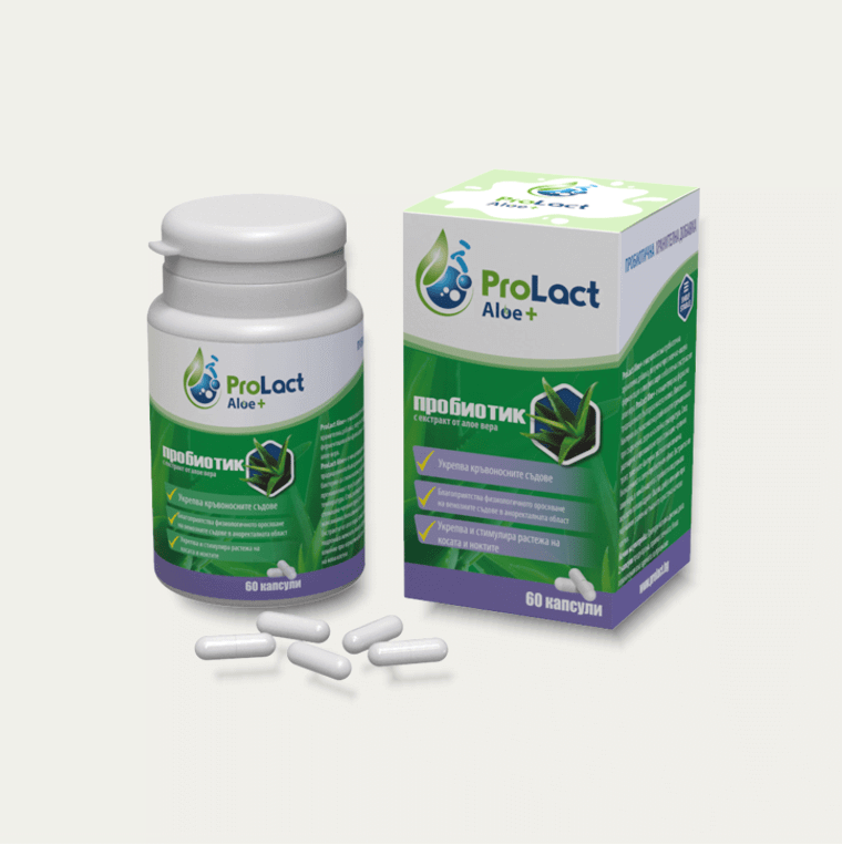 Пробиотик при хемороиди и разширени вени - ProLact ALOE+ 60 капсули